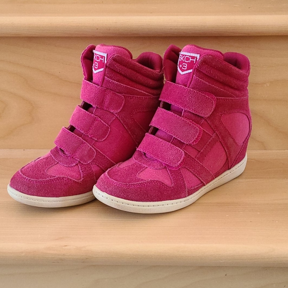 Skechers Pink Wedge Sneakers with Velcro Straps